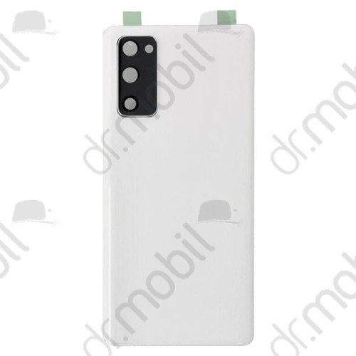 Hátlap Samsung Galaxy S20 FE (SM-G780) ragasztóval akkufedél (kamera plexi benne) fehér